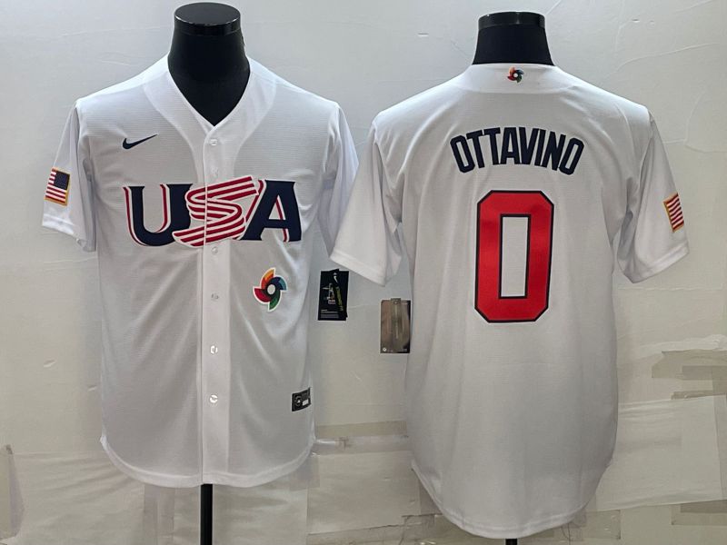 Men 2023 World Cub USA #0 Ottavino White Nike MLB Jersey7->more jerseys->MLB Jersey